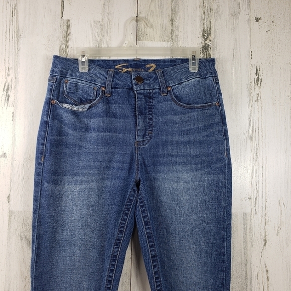 Seven7 medium wash high waist skinny denim jeans women's size 12 - Picture 2 of 13
